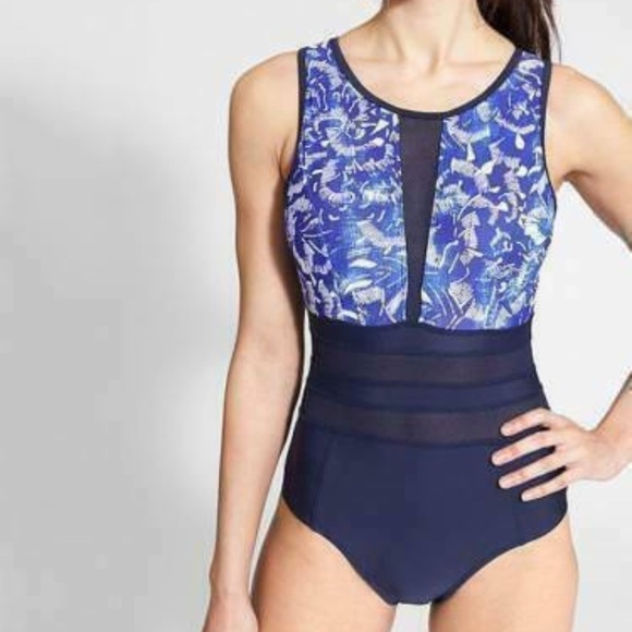 Athleta Batik Floral One Piece Swimsuit XXS - Picture 2 of 4